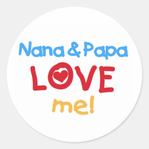Primaire kleuren Nana en Papa Love Me Ronde Sticker