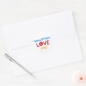 Primaire kleuren Nana en Papa Love Me Ronde Sticker (Envelop)
