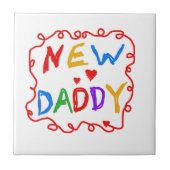 Primaire kleuren Nieuwe Papa-cadeaus Tegeltje (Voorkant)