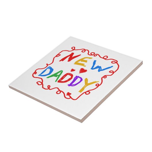 Primaire kleuren Nieuwe Papa-cadeaus Tegeltje (Zijkant)