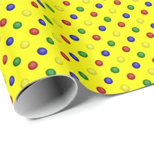 Primaire kleuren, Polka Dots Yellow GIFT WRAP Cadeaupapier