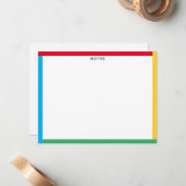 Primaire Kleuren Rand Schattige Leraar of Kind Notitiekaartje (Voorkant / Achterkant in situ)