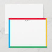 Primaire Kleuren Rand Schattige Leraar of Kind Notitiekaartje (Voorkant / Achterkant)