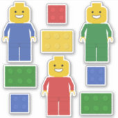 Primaire kleuren Speelgoed Bouwstenen en figuren Sticker (Voorkant)