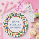 Primaire kleuren Speelgoed Building Bricks Verjaar Papieren Bordje (Feest)