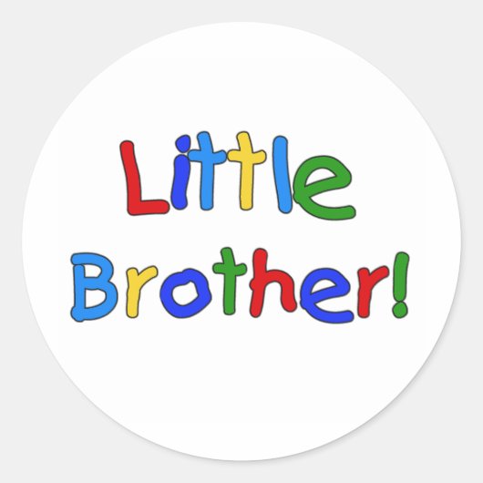 Primaire kleuren tekst Little Brother Ronde Sticker (Voorkant)