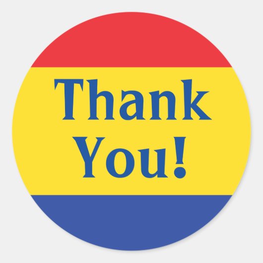 Primaire kleuren verjaardagsfeest ronde sticker (Voorkant)