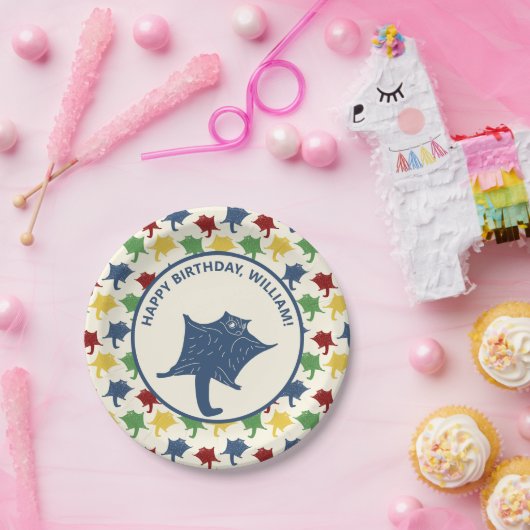 Primaire kleuren voor gepersonaliseerde vliegende  papieren bordje (Feest)