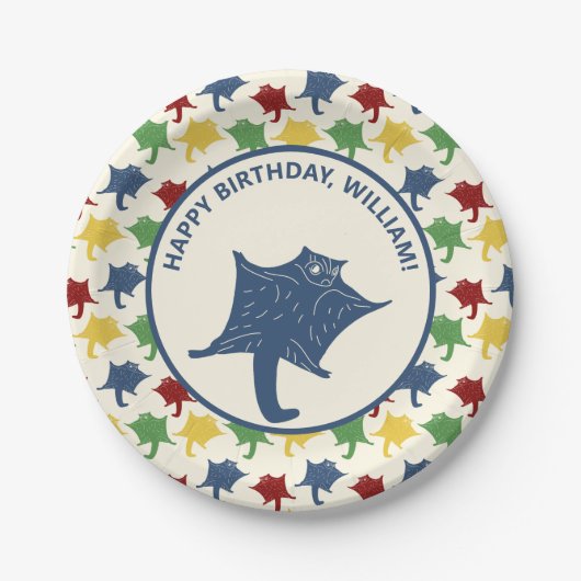 Primaire kleuren voor gepersonaliseerde vliegende  papieren bordje (Voorkant)