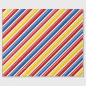 Primaire Kleuren Witte Snoep Riet Stripe Vakantie Cadeaupapier (Vlak)