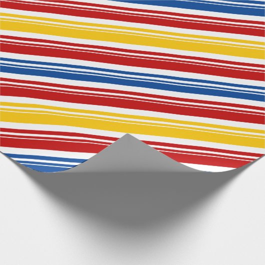 Primaire Kleuren Witte Snoep Riet Stripe Vakantie Cadeaupapier (Hoek)