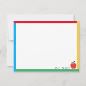 Primaire kleurengrens en leraar Apple Cute Classic Notitiekaartje (Voorkant)