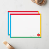 Primaire kleurengrens en leraar Apple Cute Classic Notitiekaartje (Voorkant / Achterkant in situ)