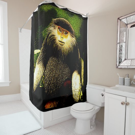 Primaire modellen: rood-gepantserd dec 01 douchegordijn (In situ)