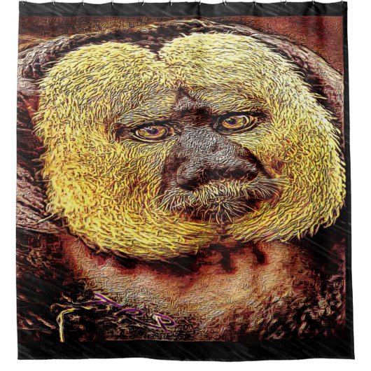 Primaire modellen: Saki-aap met witte gezicht Douchegordijn (Voorkant)