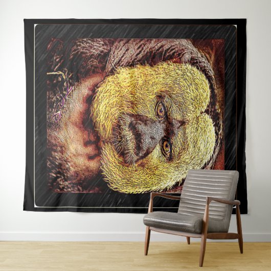 Primaire modellen: Saki-aap met witte gezicht Wandkleed (In Situ (horizontaal))