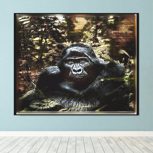 Primaire modellen: uitstekende Gorilla 02 Canvas Afdruk (Insitu (Houten vloer))