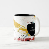 Primaire penseelstreken Abstracte kunstleraar Appl Tweekleurige Koffiemok (Voorkant rechts)