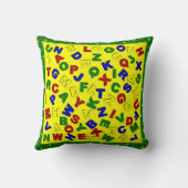 Primaire Polka Dots Alphabet-Green-Sq Pillow Kussen (Achterkant)