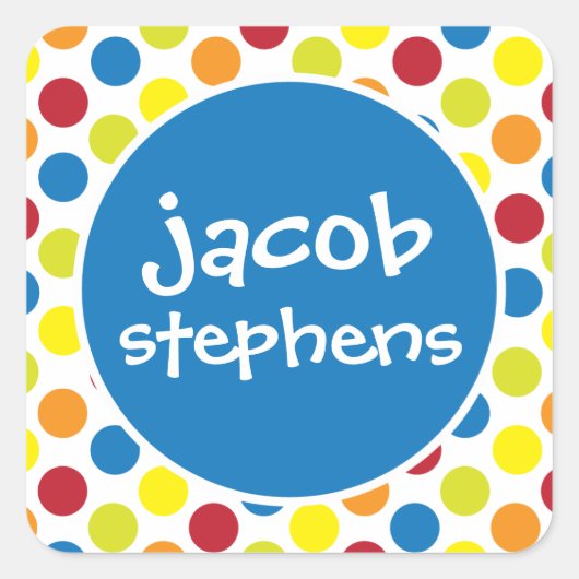 Primaire polka dots gepersonaliseerde Stickers (Voorkant)