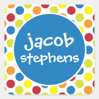 Primaire polka dots gepersonaliseerde Stickers