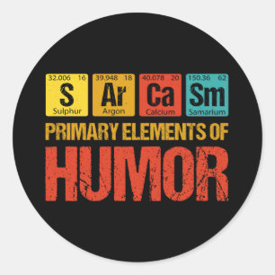 Primaire Sarcasm-elementen van de Humor Ronde Sticker