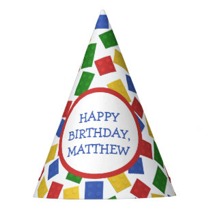 Primaire Speelgoed Bouwstenen Patroon afdrukken Feesthoedjes