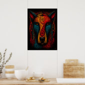 Primal Dog Totem Abstracte Kunst – Expressionistis Poster (Keuken)