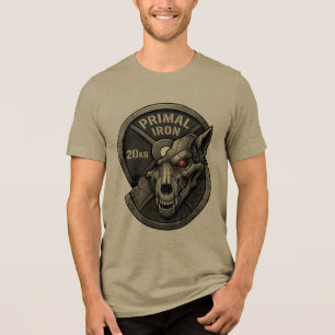 Primal Iron Wolf Gym Gewicht Platen Grafische T-Sh Tri-Blend Shirt