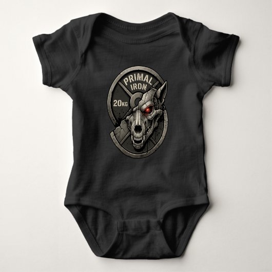 Primal Iron Wolf Gym Gewichtplaat Grafische T-Shir Romper (Voorkant)