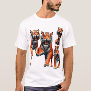 Primal Leap: Drie Energetische Tijgers T-shirt