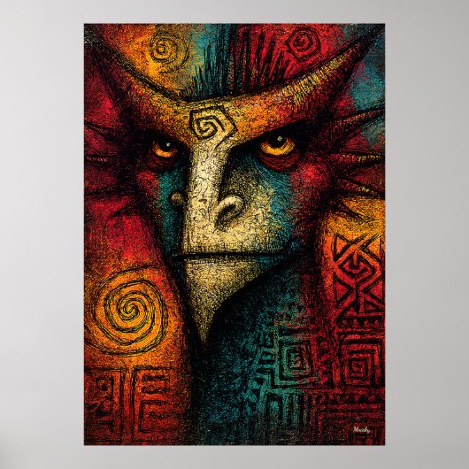 Primal Spirit Mask Abstract – Expressionistische s Poster (Voorkant)