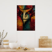 Primal Spirit Mask Abstract – Expressionistische s Poster (Keuken)