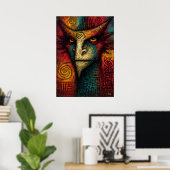 Primal Spirit Mask Abstract – Expressionistische s Poster (Thuiskantoor)