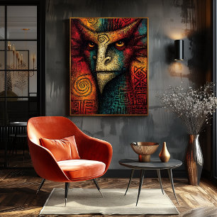 Primal Spirit Mask Abstract – Expressionistische s Poster
