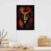 Primal Spirit Mask Abstracte Kunst – Expressionism Poster (Keuken)