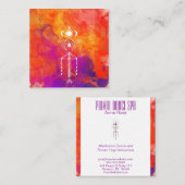 *~* Primal Tribal Oranje Reiki Aztec Shaman Vierkante Visitekaartje (Voorkant / Achterkant)