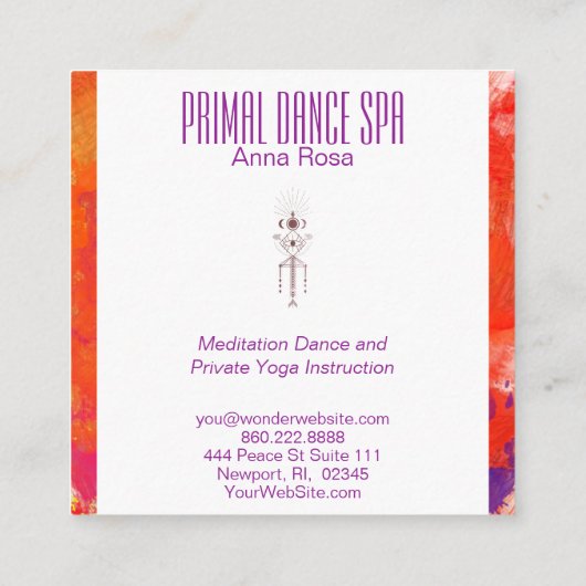 *~* Primal Tribal Oranje Reiki Aztec Shaman Vierkante Visitekaartje (Achterkant)