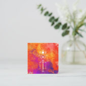 *~* Primal Tribal Oranje Reiki Aztec Shaman Vierkante Visitekaartje (Staand voorkant)