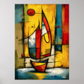 Primal Voyage — Abstract Expressionist Sailboat Poster (Voorkant)