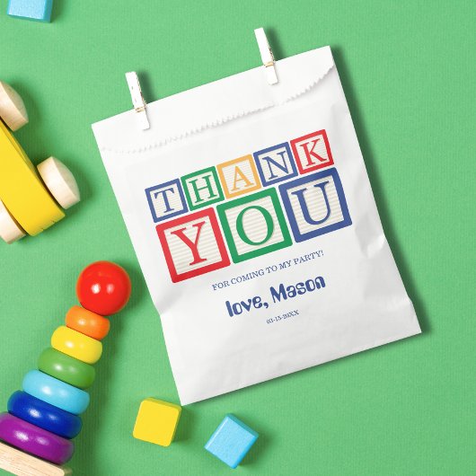 Primary ABC Blocks Thank You Party Bedankzakje