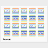Primary Blue Modern Summer Stripes Baby shower Vierkante Sticker (Vel)