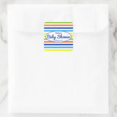 Primary Blue Modern Summer Stripes Baby shower Vierkante Sticker (Tas)