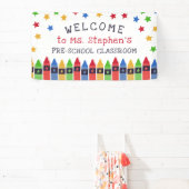 Primary Crayons Sterren Welkom Leraar's Classroom Spandoek (Insitu)