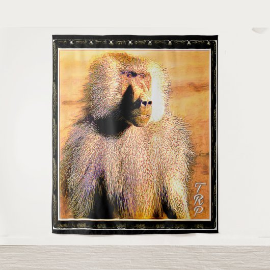 Primate Models: Hamadryas baboon 01 Wandkleed (Voorkant)