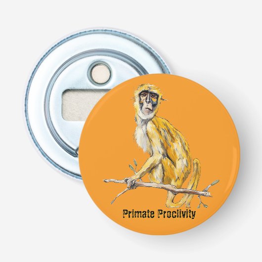 Primate Proclivity Monkey magnetische flesopener Button Flesopener (Voorkant)