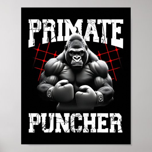 Primate Puncher Boxing Muscular Gorilla Boxer Ape Poster (Voorkant)