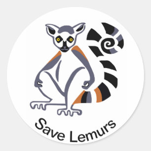 Primate -Save LEMURS - Animal lover- Madagascar Ronde Sticker