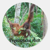 Primate Vegetariers Rock! Ronde Sticker (Voorkant)
