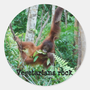 Primate Vegetariers Rock! Ronde Sticker